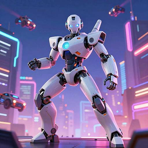 Neon Cyberpunk Robot Cartoon