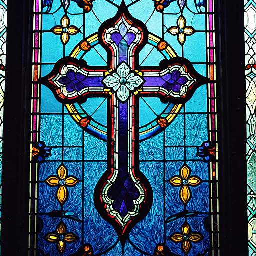 Ornate Jewel-Toned Stained Glass Macro Shot