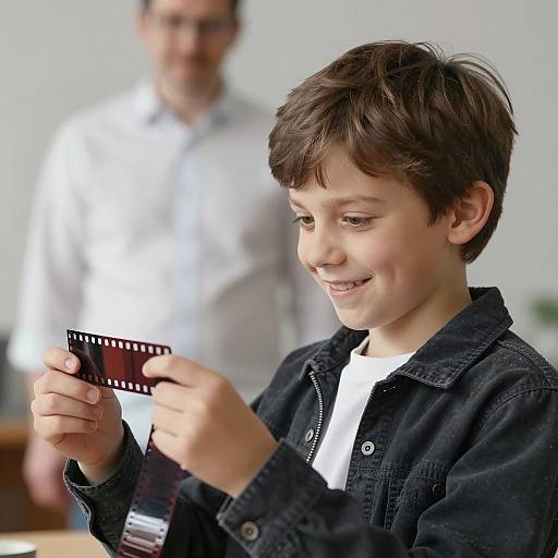 Young Boy Smiling with Filmstrip