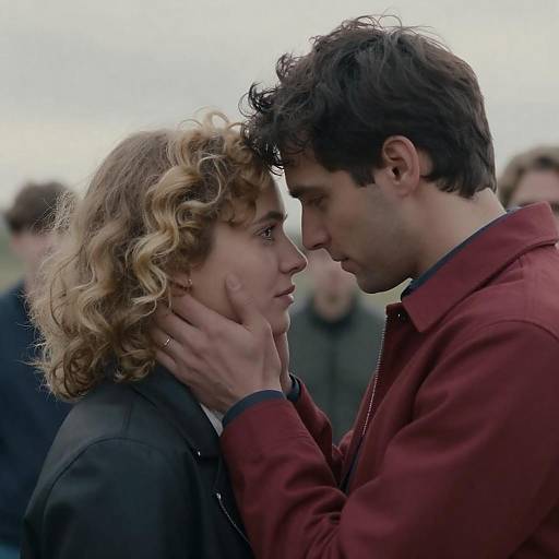 Intimate Embrace Under Cloudy Sky