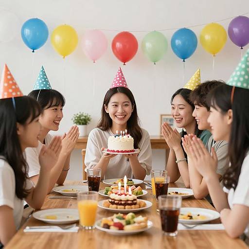 Asian Women Celebrating Birthday Party