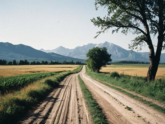 Serene Nature Roadway with Mountains