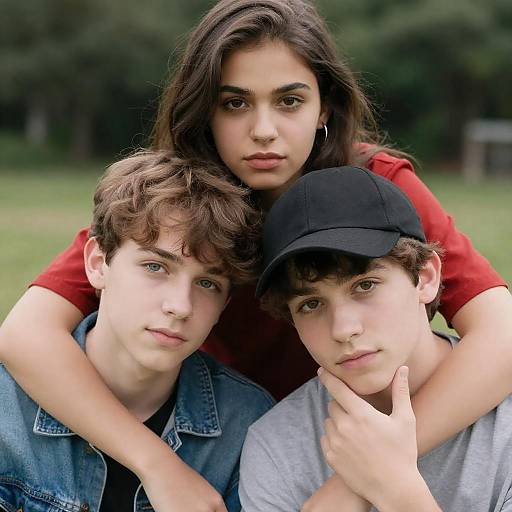 Intimate Group Hug Among Friends