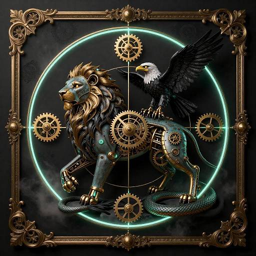 Baroque Clockwork Chimera in Teal