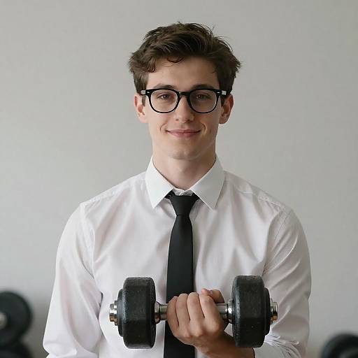 Portrait of a Young Man with Dumbbell