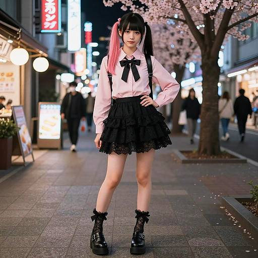 Neon Nightgirl in Tokyo Street