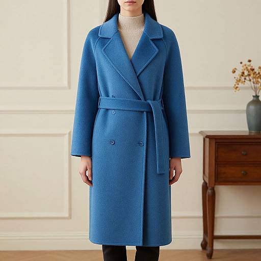 Woman in Blue Wrap Coat