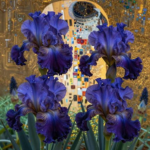 Velvet Indigo Nebula Irises at Dawn