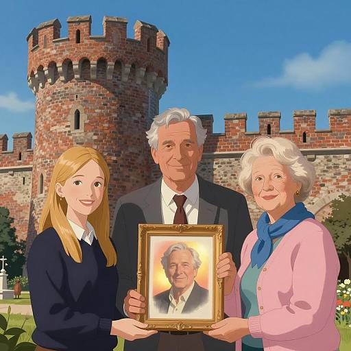 Family Portrait in Front of Historic Castle