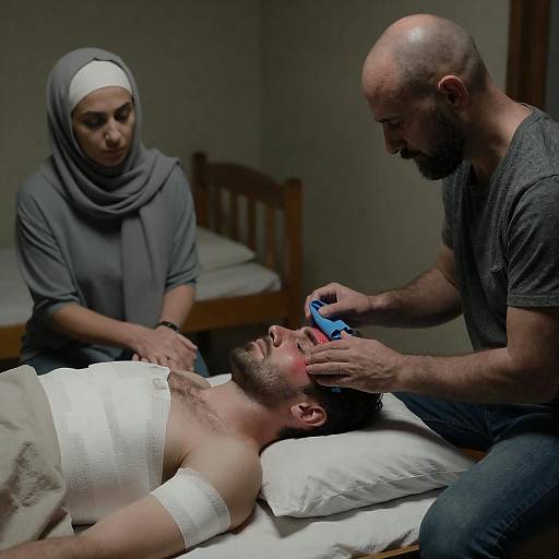 Emotional Scene in a Dimly Lit Room