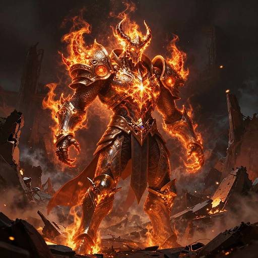 Sargeras in Ethereal Flames Amid Ruins