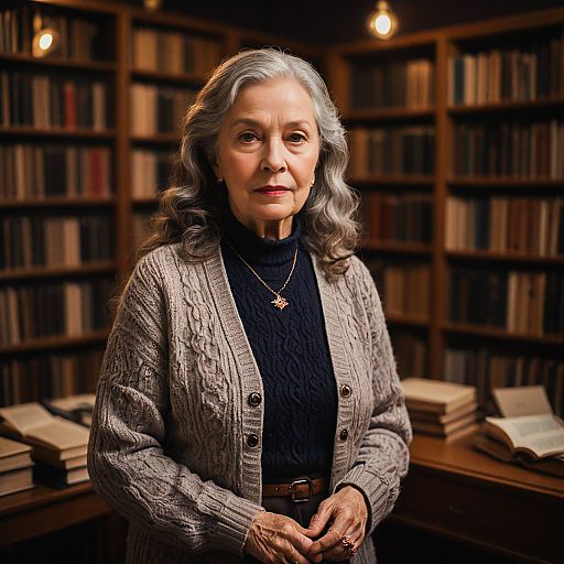 Warm Studio Portrait of Elderly Librarian Warm Studio Portrait of Elderly Librarian