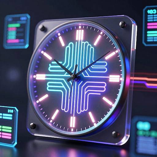 Futuristic AI Clock with Neural Patterns