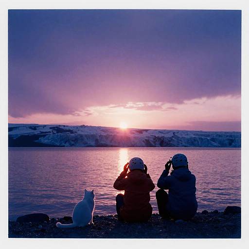 Romantic Cyanotype Glacier Sunset