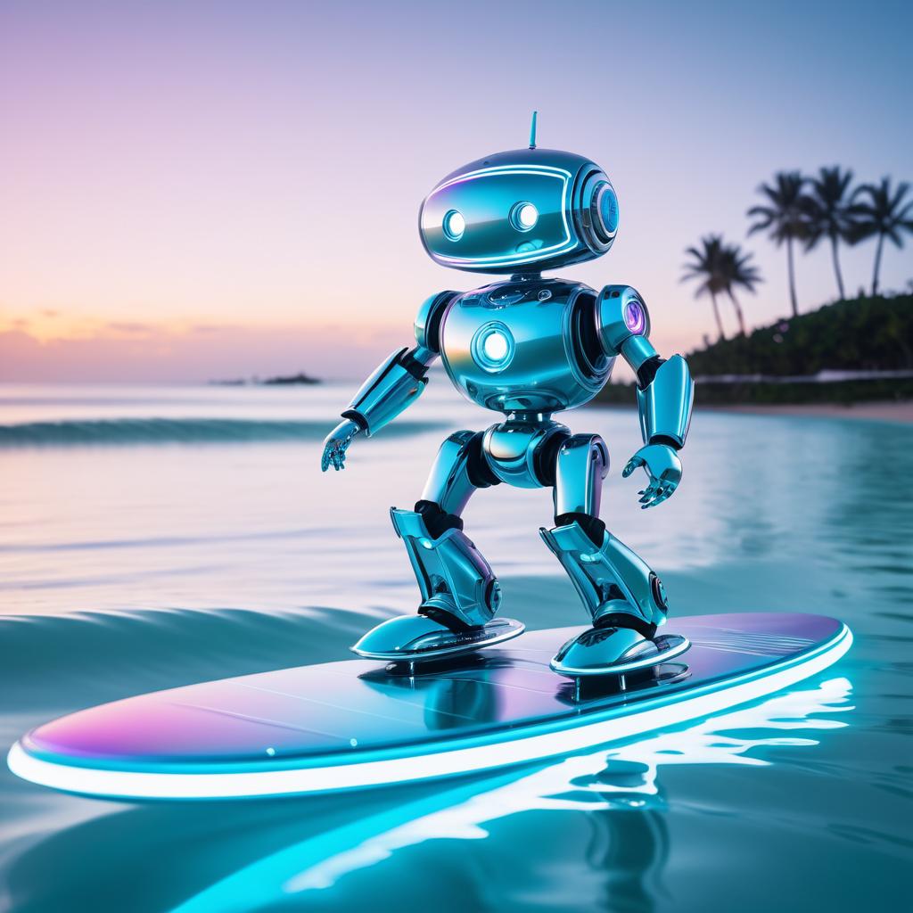 Whimsical Robot Surfing on a Floating Board