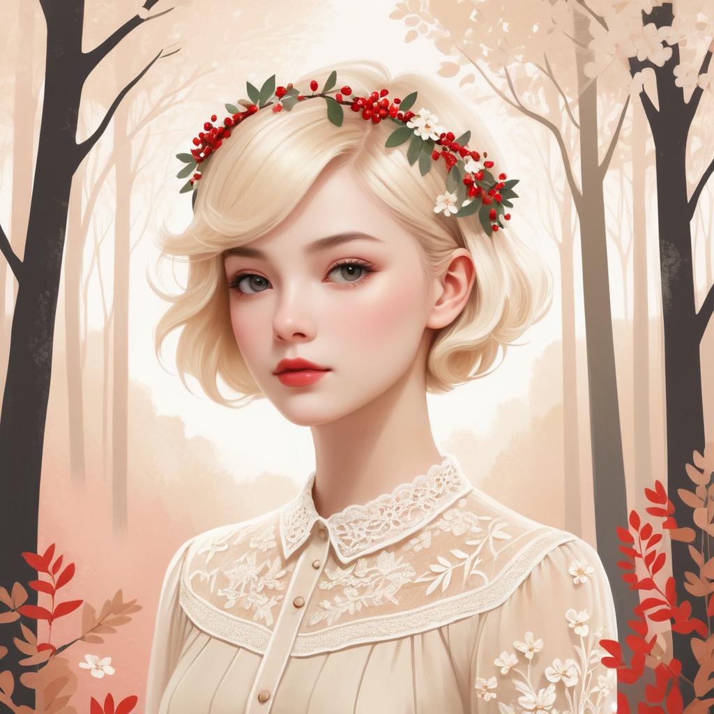 Serene Woman in Whimsical Forest