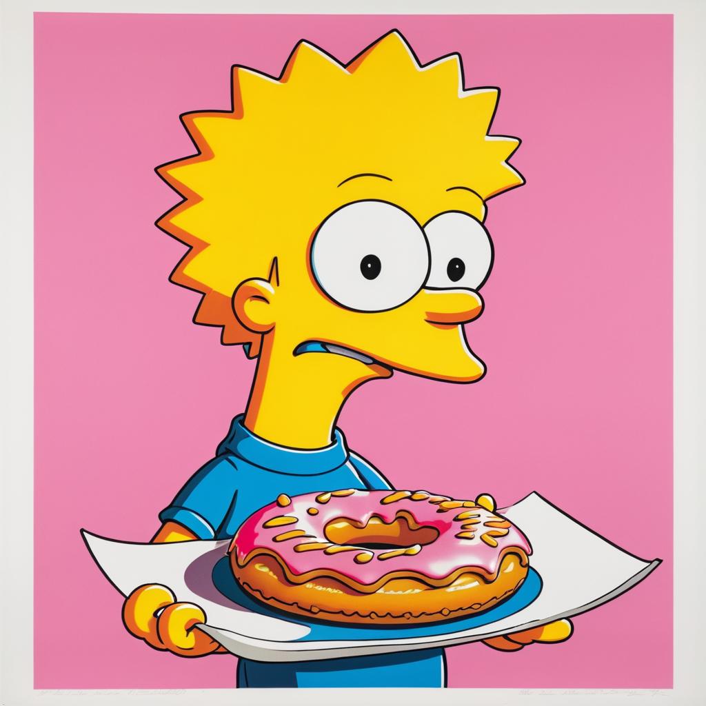 Whimsical Bart Simpson Enjoying a Donut