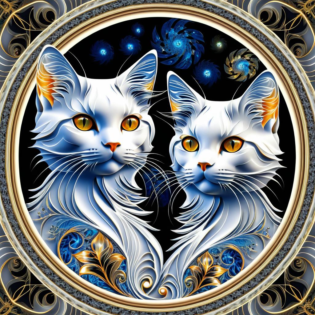 Intricate Fractal Art of Two Cats