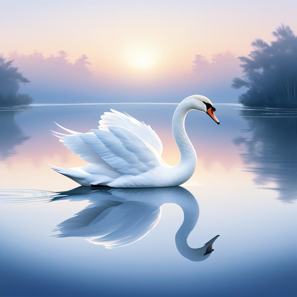 Elegant Swan Gliding at Dawn