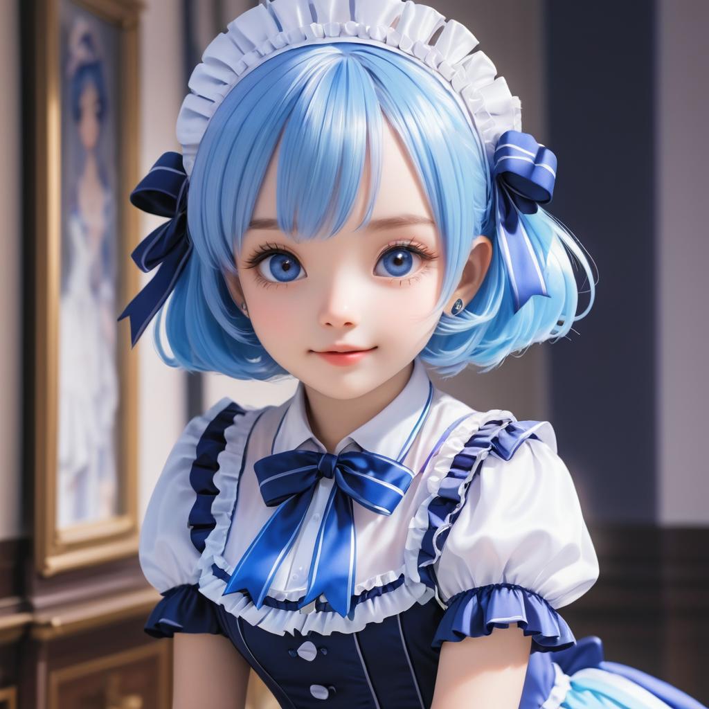 Detailed Aesthetic Art of Rem in Maid Outfit