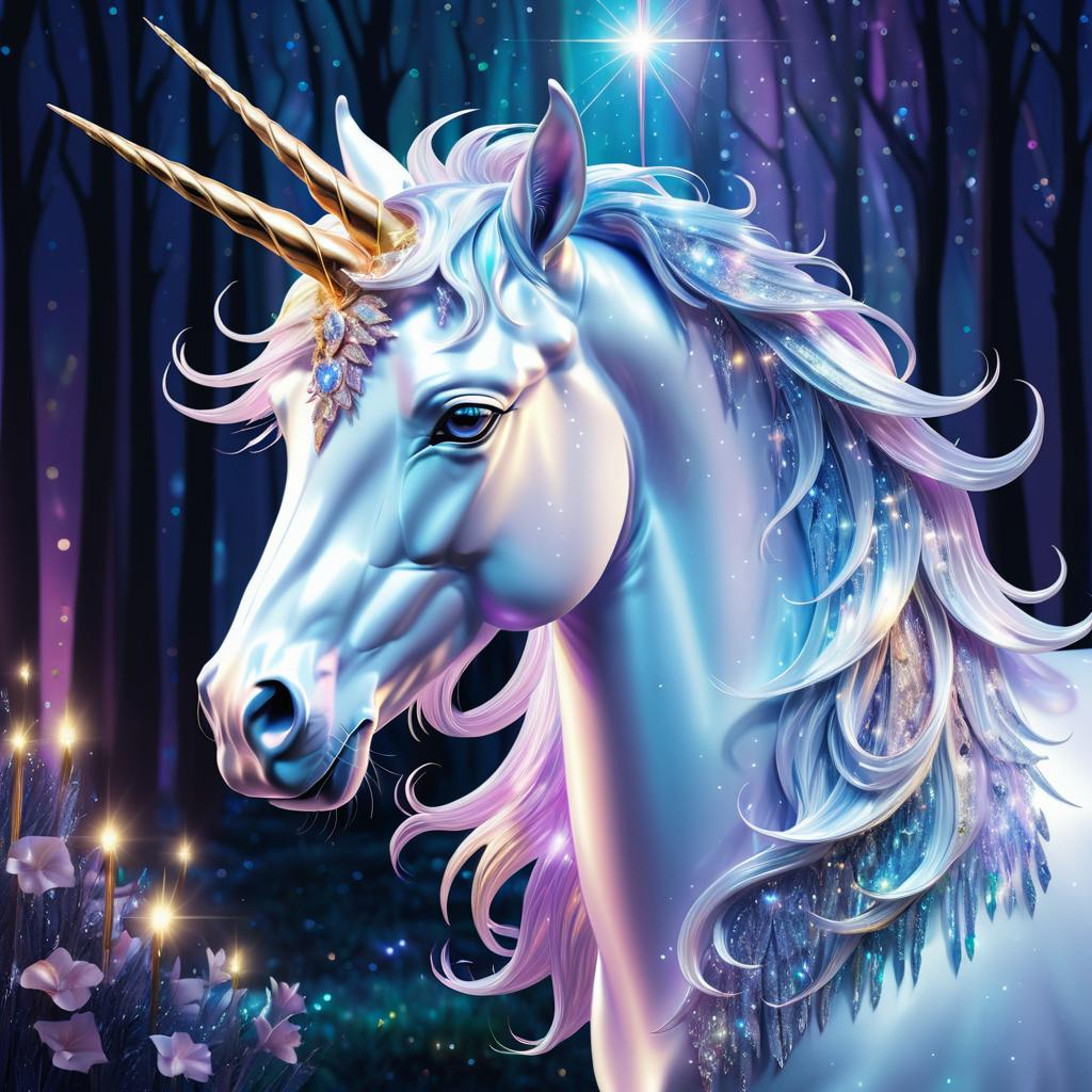 Majestic Unicorn in Ethereal Landscape