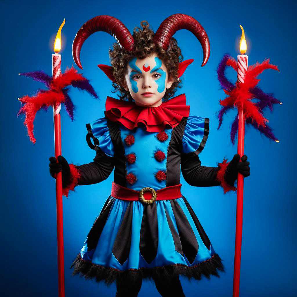 Whimsical Child in Colorful Krampus Costume