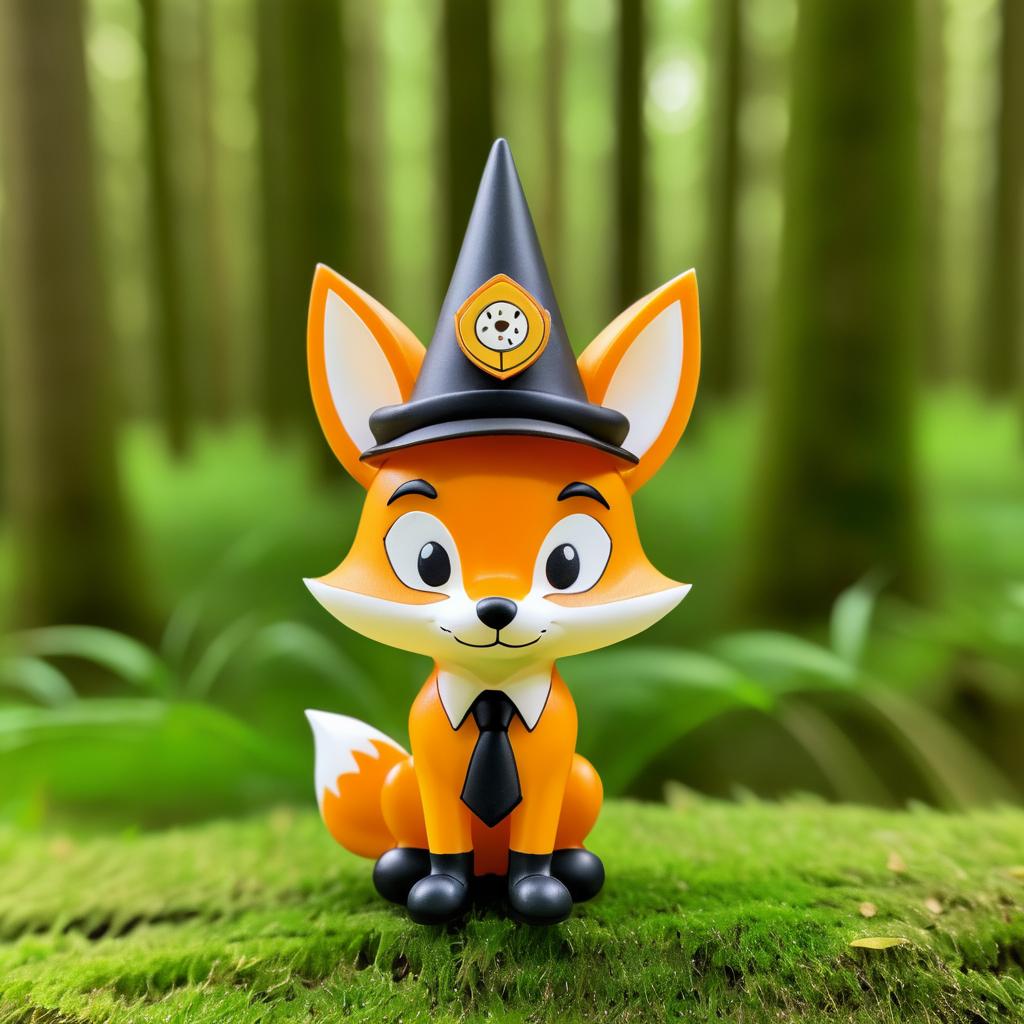 Charming Detective Fox in Cartoon Style