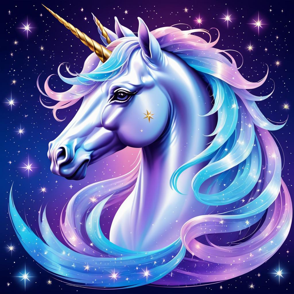 Elegant Unicorn Surrounded by Stars