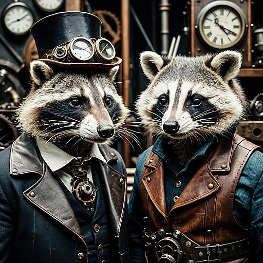 Steampunk Raccoon Duo in Workshop
