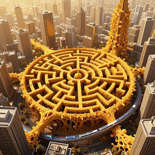 Futuristic Mycelium Maze Over Megacity