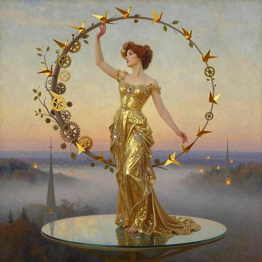 Golden Gown and Gilded Crane Spiral