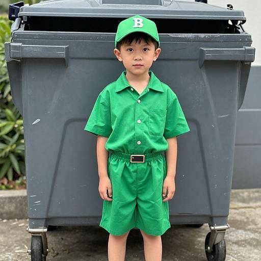 Garbage Boy in Green Outfit