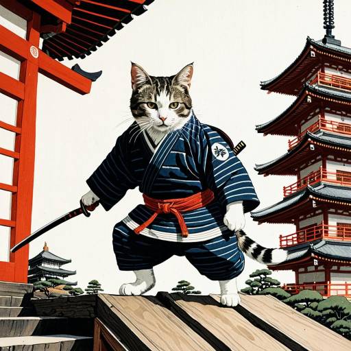 Samurai Cat in Traditional Japanese Setting