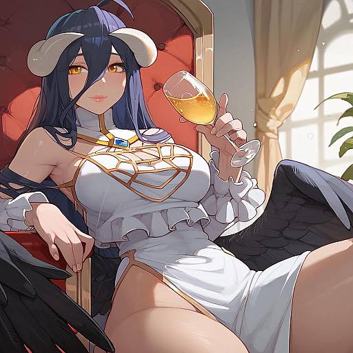 Albedo on Throne: Sultry Anime Tease