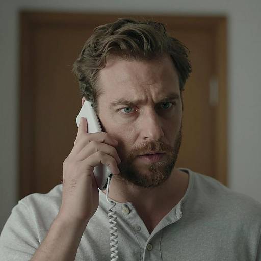 Intense Portrait of a Phone Conversation