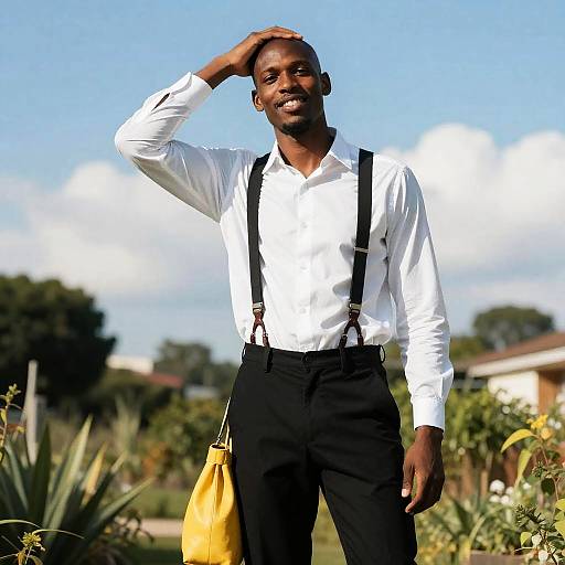 Confident Man in a Garden Setting