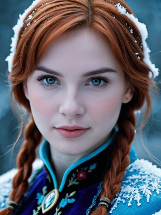 Close-Up of Woman in Frozen Anna Costume