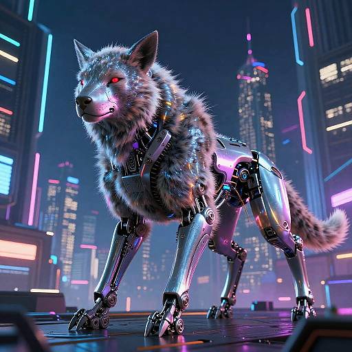 Cyberpunk AI Animals in Neon City