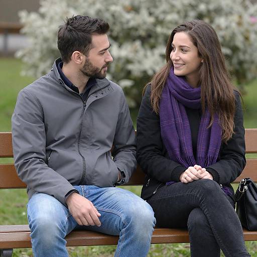 Smiling Couple on a Wooden Bench