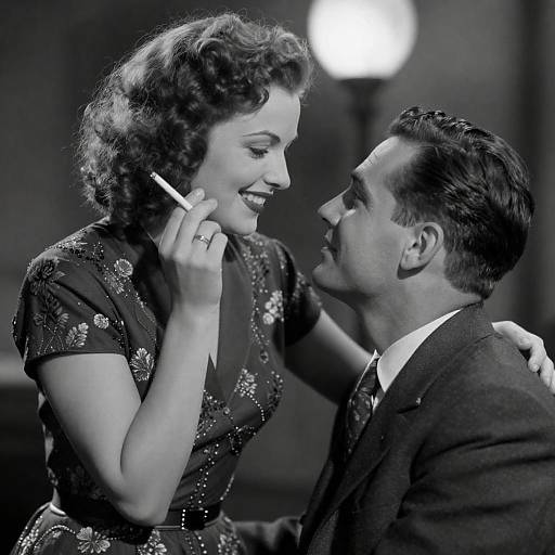 Intimate 1940s Black-and-White Couple Portrait
