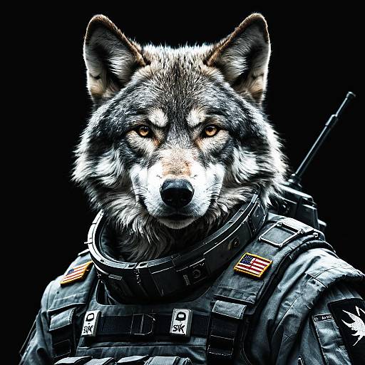 Hyperrealistic Wolf Squadron Leader Portrait