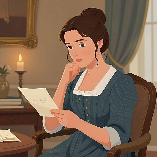 Jane Austen Era Woman with Letter