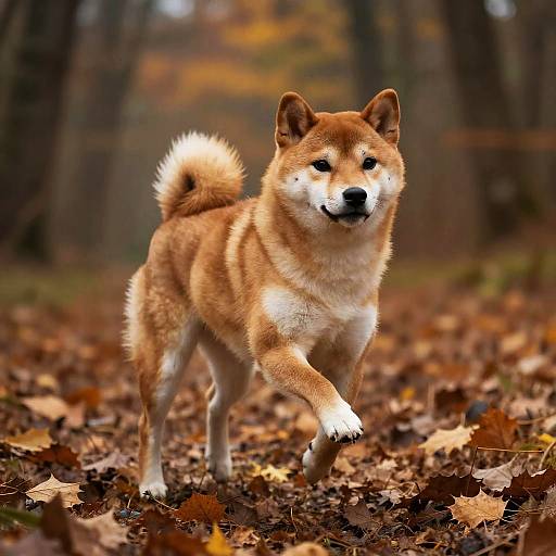 Photorealistic Shiba Inu in Autumn Forest