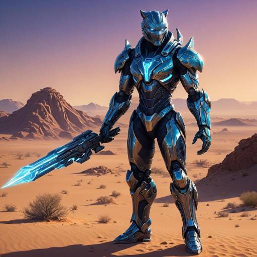 Cybernetic Jaguar Sorcerer in Futuristic Wasteland Cybernetic Jaguar Sorcerer in Futuristic Wasteland