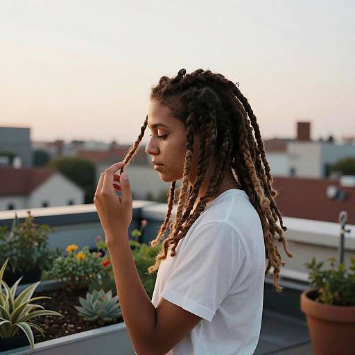 Dusk Rooftop Garden Non-binary Dreadlocks