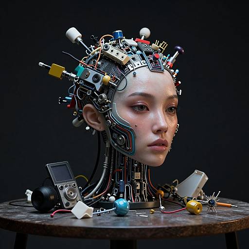 Futuristic Cybernetic Female Head Display
