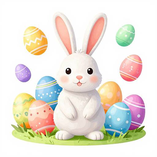 Vibrant Easter Bunny and Eggs Illustration