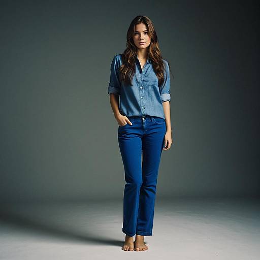 Photorealistic Girl in Blue Outfit