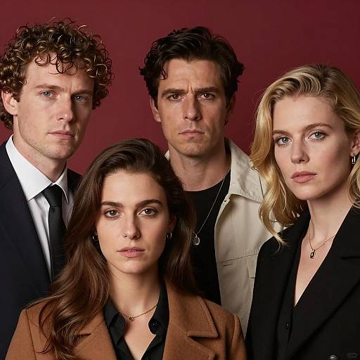 Intense Expressions on a Red Background