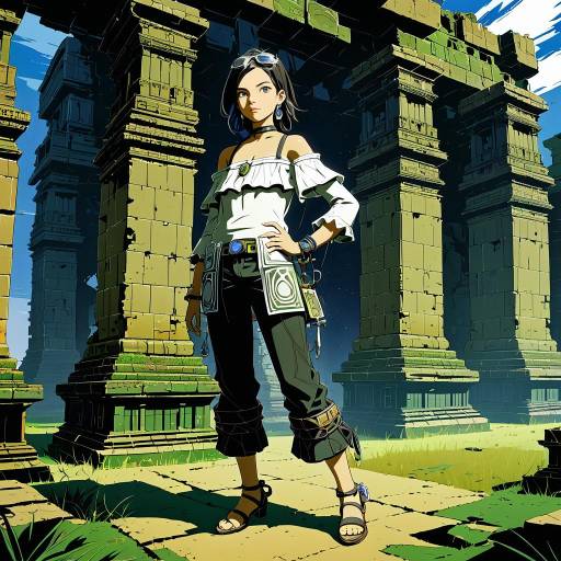 Contemplative Girl Amidst Ancient Ruins